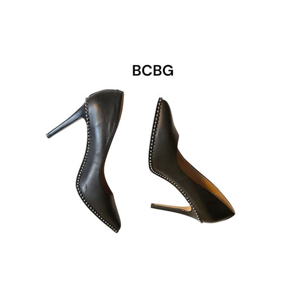 BCBGeneration Pumps High Heel Women's Size 6.5 Black Silver Holli Chain - Picture 2 of 14